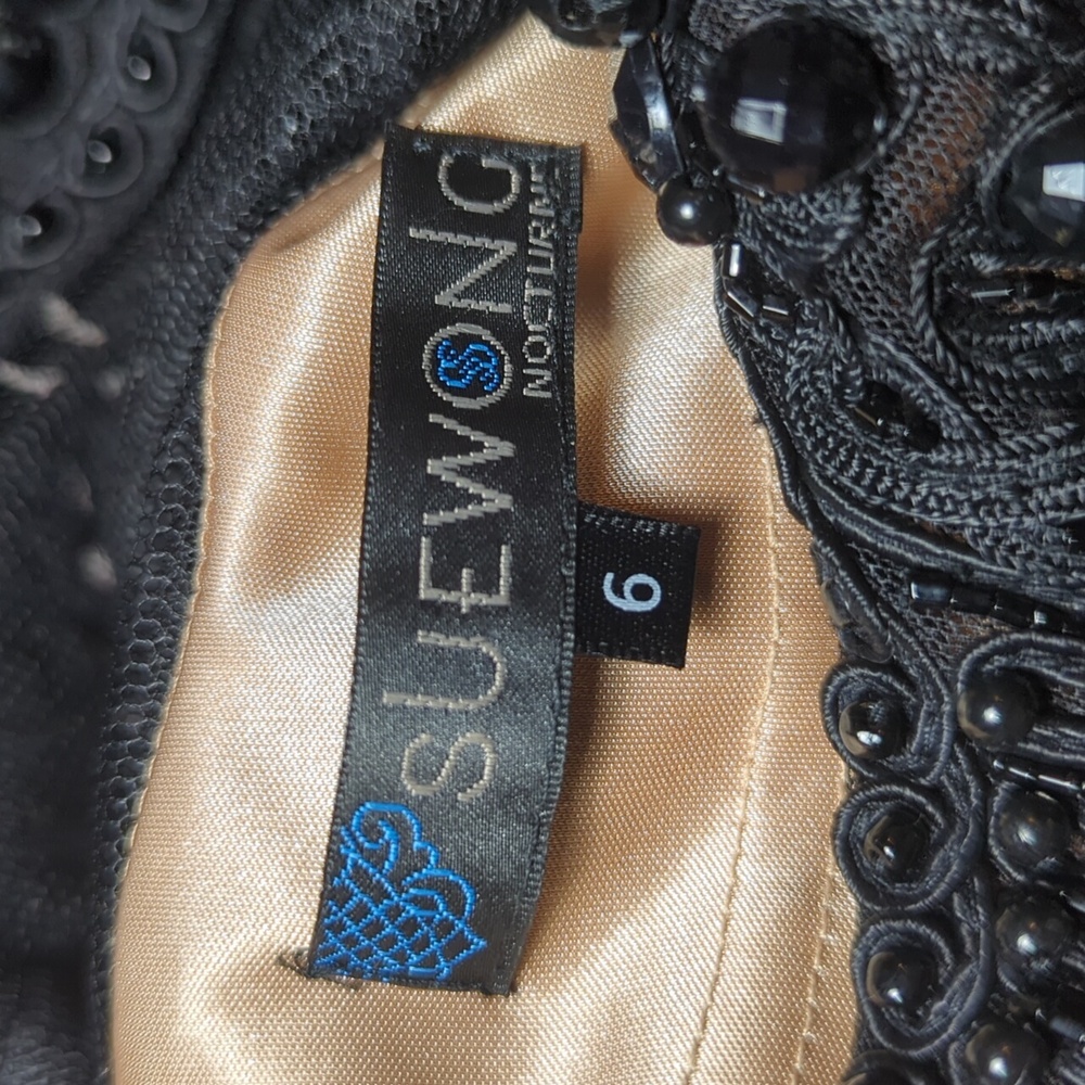 Sue Wong Nocturne Black Beaded Cocktail Dress Size 6 - Picture 10 of 13